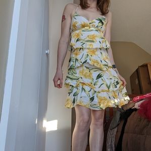 Yellow floral print dress